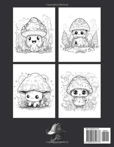 Vista 2 de Adorable Fantasy Mushrooms Coloring Book A Creepy Mini-Mushroom Monsters Coloring Book for Adults and Teens