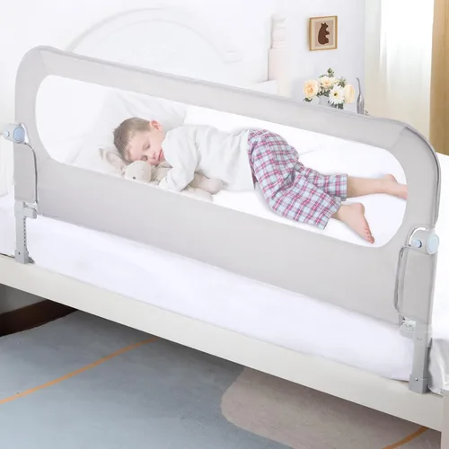 Vista 9 de NUTIKAS Barandilla protectora para cama de bebé para niños pequeños - Rieles laterales de cama de 35.1" para niños pequeños para cuna, individual