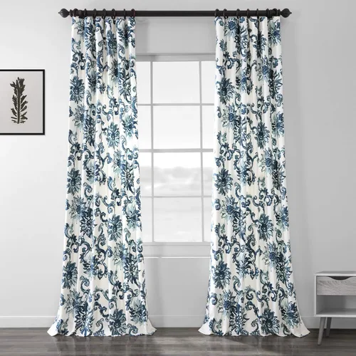 Vista 31 de HPD Half Price Drapes Cortinas estampadas de algodón de 84 pulgadas de largo (1 panel), cortinas de oscurecimiento de habitación para dormitorio