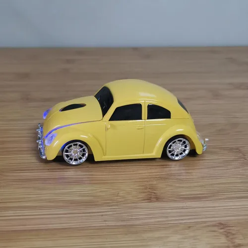 Vista 5 de Ratón inalámbrico para automóvil, mouse óptico inalámbrico de 2.4 GHz, mouse de computadora de automóvil, mouse amarillo, mouse con forma de auto