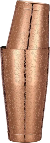 Vista 9 de Juego de agitador Boston Shaker de acero inoxidable con patrón grabado, coctelera pesada con imágenes de cócteles
