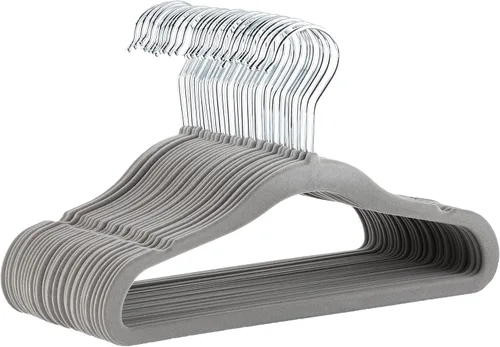 Vista 17 de Yaxa Basics Perchas antideslizantes de terciopelo para niños, 11.6 pulgadas (para ropa de bebé), paquete de 30 unidades, color beige