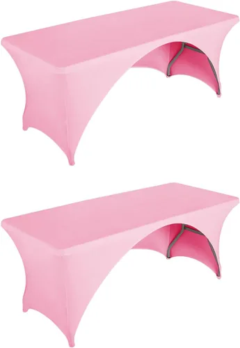 Vista 14 de LZY Paquete de 2 manteles ajustables para mesas plegables de 6 pies, espalda abierta, manteles rectangulares de elastano/elástico/elásticos