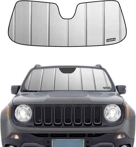 Vista 8 de Pigenius Parasol para parabrisas para Jeep Compass 2009-2017 (Old Body MK), acabado de cuero gris premium