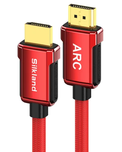 Vista 9 de Silkland Cable HDMI ARC para barra de sonido de 3.3 pies, [e ARC, HDCP 2.2, Ethernet] Cable HDMI de alta velocidad de 18 Gbps, cable HDMI trenzado