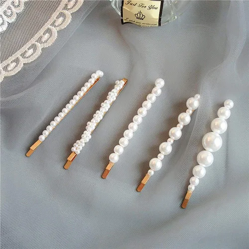 Vista 2 de Vpang 5 pinzas para el cabello de aleación de oro, pinzas para el cabello para mujer, pinza lateral dulce, accesorios para el cabello para boda