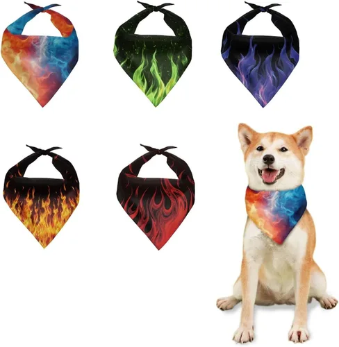 Vista 20 de Howilath Juego de 5 bandanas para perro, estampado de animales, bufanda triangular, babero para mascotas pequeñas, medianas y grandes, gatos y perros