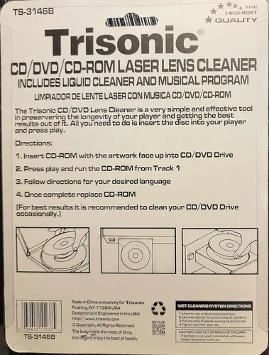 Vista 2 de Trisonic CD/DVD/CD-ROM - Limpiador de lentes láser líquido incluido