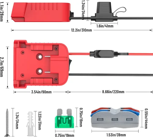 Vista 4 de Azocek Paquete de 2 adaptadores de rueda eléctrica compatibles con Milwaukee 18 V, kit de convertidor de batería de rueda de alimentación
