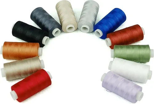 Vista 2 de Simthread 12 Colores Multiusos Hilo de Algodón para Acolchado 50s/3 Hilo para Piezas, Costura, etc. - 503 Metros Cada 12C01