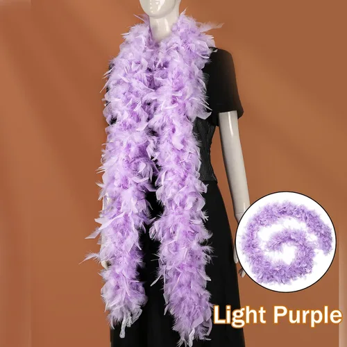 Vista 6 de FeelfunFeather Boa de plumas de pavo de 2 yardas para manualidades, boda, fiesta, baile, Halloween, Navidad, disfraz para decoración del hogar