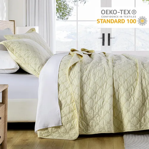 Vista 3 de Finlonte Juego de edredón tamaño King – Juego de edredón de algodón tamaño King, colcha acolchada ligera y suave, juego de ropa de cama de edredón