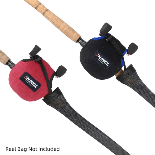 Vista 6 de RUNCL Fundas para caña de pescar y bolsas de carrete, calcetines de caña de hilar/fundición y cubiertas de carrete de spinning/baitcasting, solución