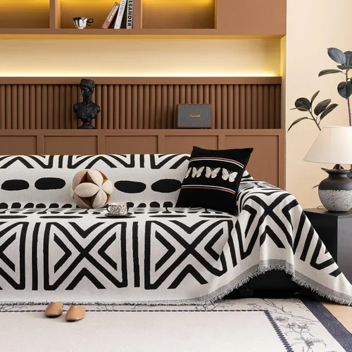 Vista 11 de VClife Funda de sofá bohemia para Navidad, 1 pieza, suave y cálida para sofá seccional, funda lavable de calabaza y jacquard negro para sofá biplaza