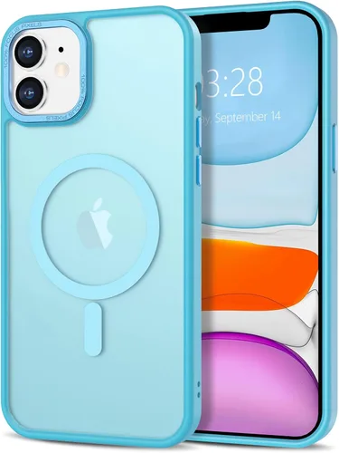 Vista 209 de Anuck - Funda magnética para iPhone 11 compatible con MagSafe, carcasa trasera mate translúcida dura, borde de TPU, delgada, resistente a impactos