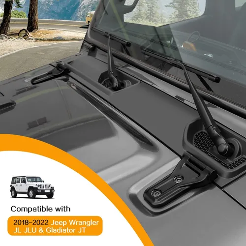 Vista 3 de Hoolcar Cubierta de bisagra del capó del motor, accesorios de decoración exterior compatibles con Jeep Wrangler JL JLU y Gladiator JT 2018-2022