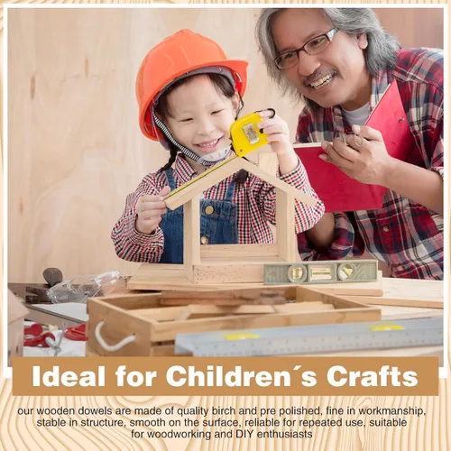 Vista 5 de Sintuff 36 varillas de madera para manualidades, varillas de madera sin terminar, palos de madera dura para manualidades de soporte de pasteles
