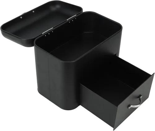 Vista 4 de Recipiente de almacenamiento de pan de hierro, mantenga el recipiente de pan casero de hierro de gran capacidad para encimera (negro)