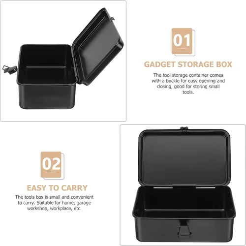 Vista 7 de Levemolo Small Portable Iron Tool Box Lockable Organizer for Home Garage Workshop Compact Rust-resistant Storage Case for Screws Nails and Small