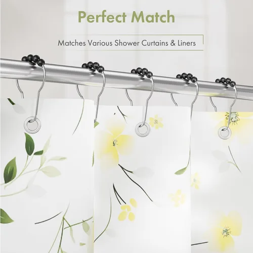 Vista 100 de Amazer - Juego de 12 ganchos decorativos para cortina de ducha de acero inoxidable para barras de cortinas de baño, blanco acrílico
