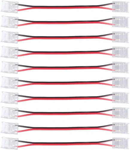 Marhynchus Kit de conector de tira de luz LED COB, 2 pines de 0.394 in de ancho, tira de doble cabeza a tira de extensión, conector de tira de luz