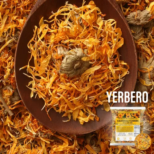 Vista 4 de Yerbero - Flores de caléndula té de hierbas sueltas a granel 16oz (1 lb) (4.02 oz) Flores de caléndula Flores de caléndula Para preparar té