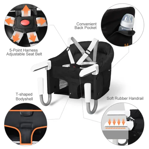 Vista 3 de MTWML Silla de bebé portátil para mesa, Silla alta de enganchar que se fija a la mesa, Asiento de mostrador con ahorro de espacio para bebé, Asiento