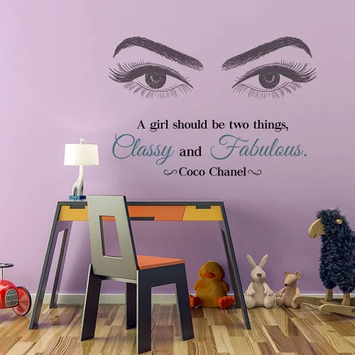 Vista 3 de Calcomanías de pared de vinilo con citas inspiradoras, calcomanías de pared con texto en inglés «A Girl Should be Two Things Classy and Fabulous for