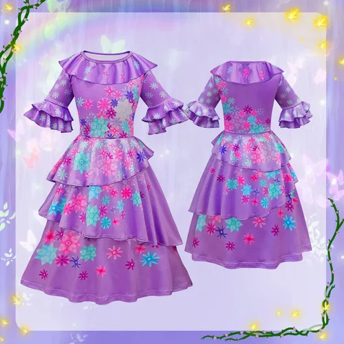 Vista 4 de Almce Disfraz de Isabella Encanto Mirabe vestido de princesa de dibujos animados disfraz de Halloween para parrillas