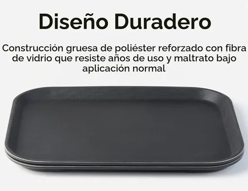 Vista 5 de CURTA Paquete de 2 bandejas antideslizantes de grado restaurante, NSF, ovalada de 19 x 23 pulgadas, bandeja de servir de plástico con forro de goma