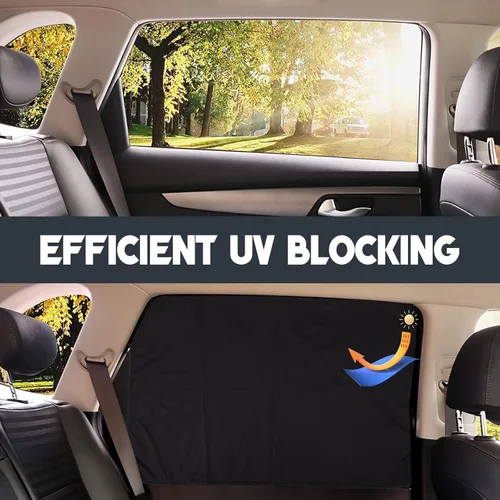 Vista 2 de ZATOOTO Cortinas para ventana de automóvil, 2 fundas de protección lateral de seda negra para proteger la parte trasera del automóvil, parasol