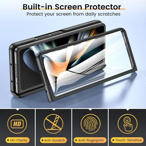 Vista 5 de VEGO Funda para Galaxy Z Fold 4 con Cubierta de Cámara Deslizante y Protección de Bisagra Funda con Protector de Pantalla Soporte Magnético de 360°