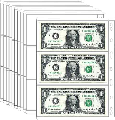 Vista 7 de 10 hojas de páginas de colección de monedas, insertos de fundas para monedas con 9 agujeros para álbumes, protectores de carpeta para coleccionar