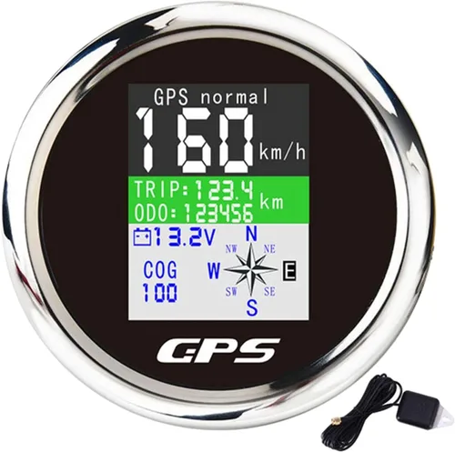 Vista 10 de KAOLALI Velocímetro GPS para embarcaciones de 85 mm, velocímetro GPS, odómetro, medidor de velocidad digital, impermeable, mph, nudos y km/h
