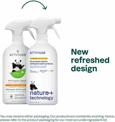 Vista 2 de ATTITUDE - Limpiador en aerosol multiusos, certificado por EWG, vegano, hecho con 94% de ingredientes a base de plantas, sin dejar marcas