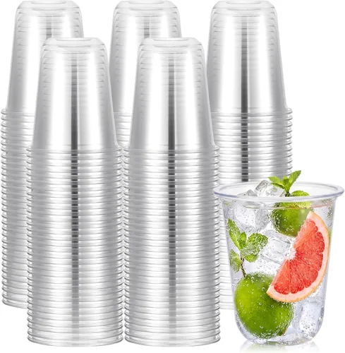 Ziliny 100 copas de vino de plástico de 8 onzas sin tallo, vasos Transparente
