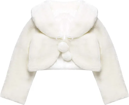 Blulu Chal de princesa blanca de piel sintética para niñas, bolero para niñas, accesorios de princesa para fiesta, boda, vestido