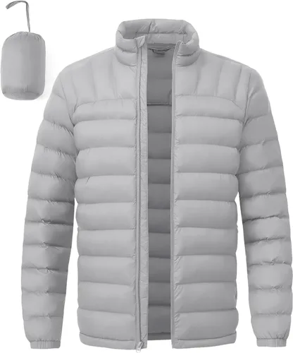 BGOWATU Chaqueta acolchada ligera y plegable para hombre, chaqueta de invierno cálida para hombre, abrigo acolchado alternativo de plumón