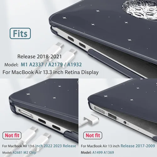 Vista 8 de Tuiklol Para MacBook Air de 13 pulgadas (versión 2021-2018) M1 A2337/A1932/A2179 con pantalla Retina Touch ID, carcasa rígida de plástico y cubierta
