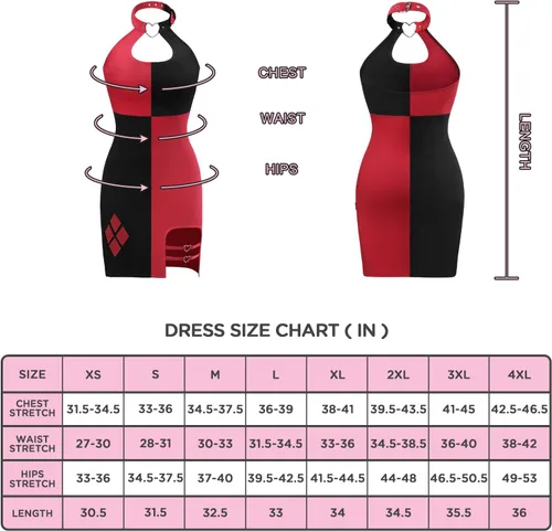 Vista 4 de Littleforbig Vestido corto de algodón para mujer, con cuello de vampiro, para cosplay, Mad Love