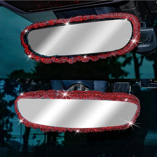 Vista 4 de LivTee Bling - Funda para espejo retrovisor de automóvil, cubierta elástica de felpa para espejo retrovisor de automóvil, accesorios interiores
