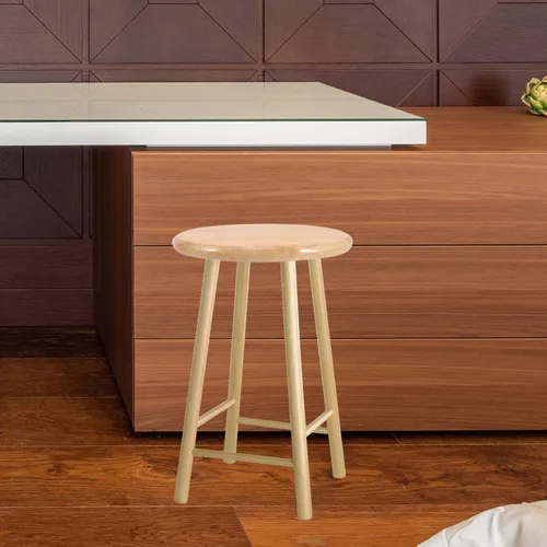 Vista 3 de Housoutil 2 piezas de repuesto de asiento redondo de madera, 11.6 in/11.6 pulgadas, parte superior redonda de madera para taburetes de bar, muebles