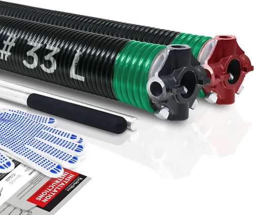 Vista 43 de Par de resortes de torsión para puerta de garaje de 2 pulgadas con barras de bobinado antideslizantes y guantes, electroforesis de alta precisión