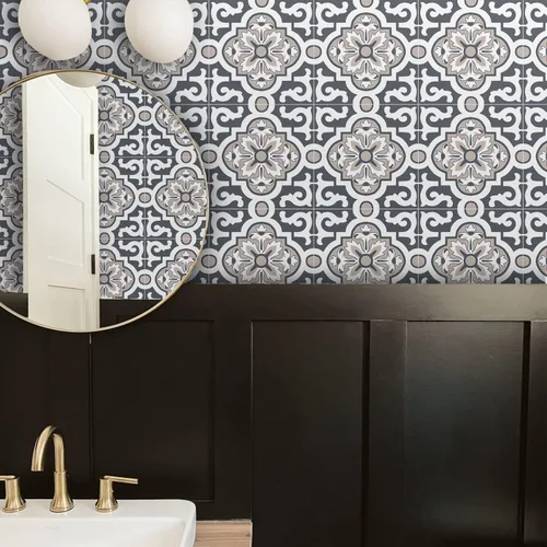 Vista 25 de Alwayspon Adhesivos de transferencia de azulejos de vinilo esmerilado para despegar y pegar, calcomanías autoadhesivas para azulejos de pared