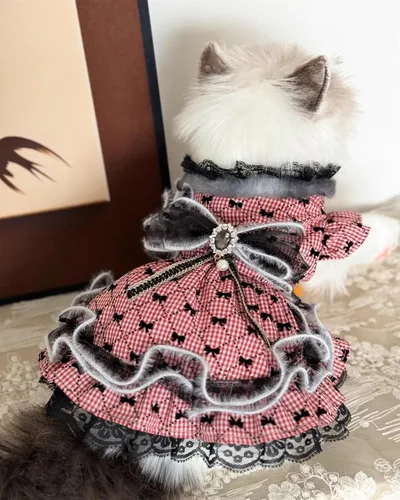 Vista 161 de Moda Vestido de Princesa de Encaje para Perro Cachorro Dulce para Perro EXTRAL Pequeño y Pequeño A-Negro XX-Pequeño