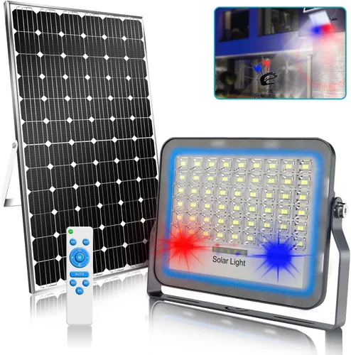 Luces solares de inundación de 100 W regulables para exteriores, 108 luces LED de calle solares del atardecer al amanecer, 3000 K/4000 K/6000 K CCT