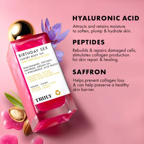 Vista 5 de Aceite corporal de lujo Truly Hidratante e iluminador con brillo natural Para una piel suave, radiante y fragancia duradera
