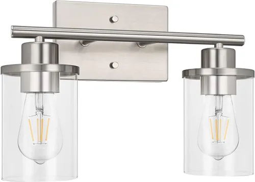 Vista 9 de EDISHINE Lámparas de tocador, 2 lámparas de tocador de baño, níquel cepillado, modernos apliques de pared para baño, tocador, dormitorio, cocina