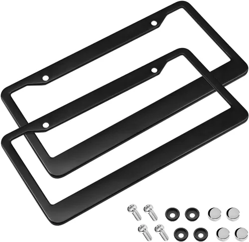 Marco de matrícula de automóvil, 2 cubiertas de acero inoxidable mate, duradero, a prueba de óxido, universal para automóviles, SUV, camionetas con