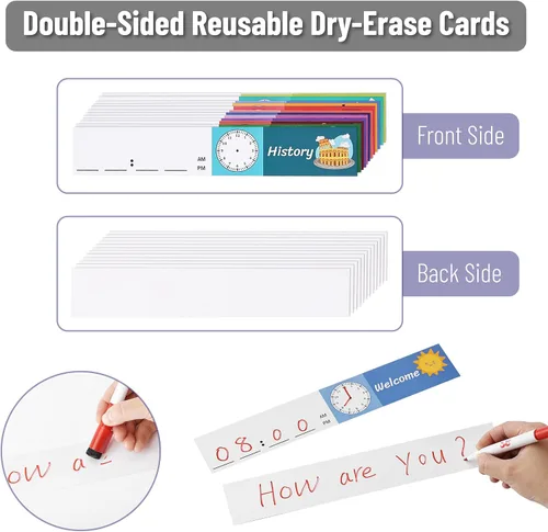 Vista 5 de Mr. Pen Tabla de bolsillo para horarios diarios, 13 + 1 bolsillos, 26 tarjetas reutilizables de doble cara (13 colores + 13 en blanco), 12.8 x 35